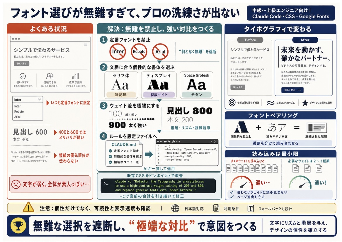 タイポグラフィ（フォント）の選択が無難すぎてプロの洗練さが出ない