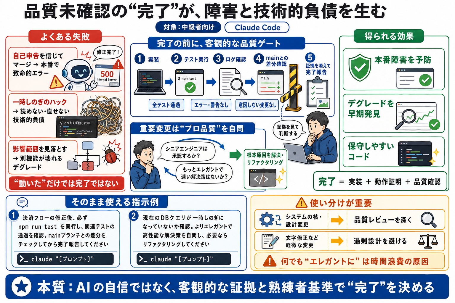 AIがしっかり品質を確認した上で、タスク完了報告する仕組みを作りたい